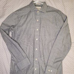 Muscle fit, button shirt, grey with white dot
